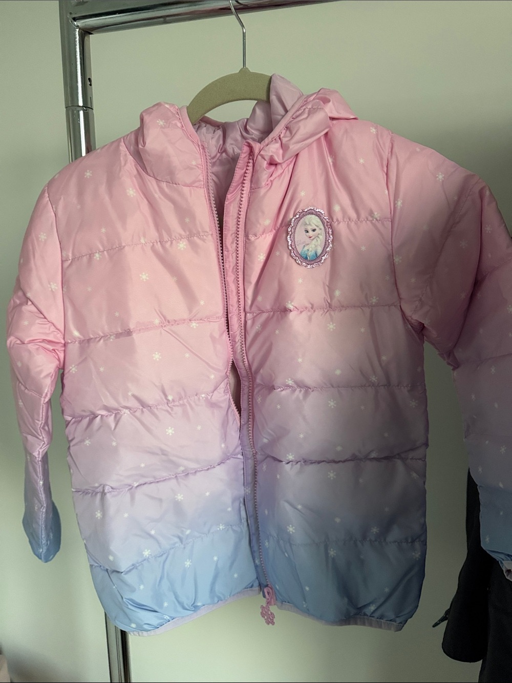 Kids Pink to Lavender Ombre Puffer Jacket with Hood
